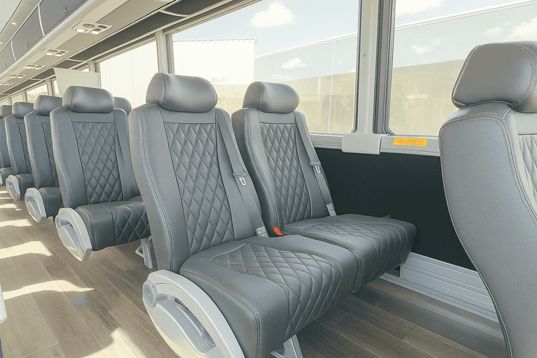 interior of Burbank Shuttle Bus Rentals charter bus